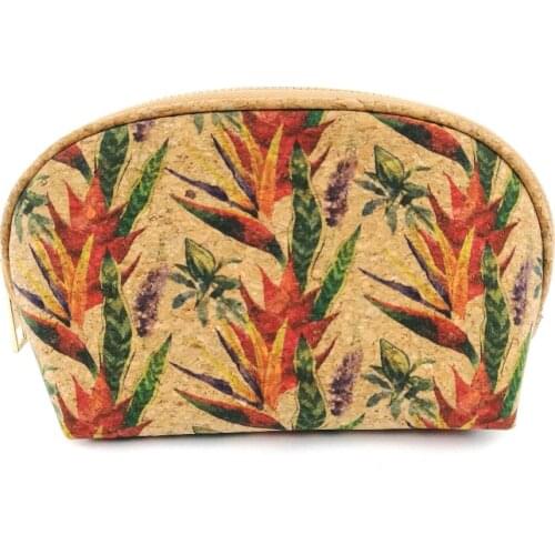 WOMEN FLORAL CORK COSMETIC BAGS NEW STYLE VINTAGE WOODEN ZIPPER BAGS STORAGE PURSE