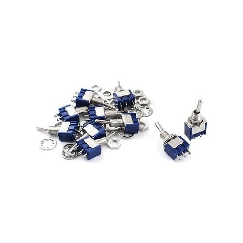 10pcs AC250V 3A AC125V 6A 6mm Mount 3 Way On/Off/On SPDT Toggle Switch Latching