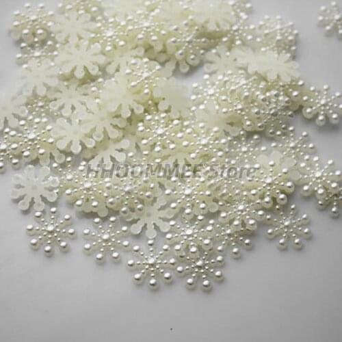 100pcs White Pearl Resin Daisy Flower Flatbacks Embellishments 12mm DIY Phone Christmas Decorations Scrapbooking Crafts