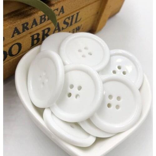 20pcs 30mm White Color Overcoat Plastic Button 4 holes Craft Sewing PT249