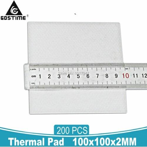 200Pcs Gdstime 100x100x2mm CPU Thermal Pad 2MM GPU Heatsink Cooling Conductive Silicone Pads Blue Gray Green 3 Colors Opitional