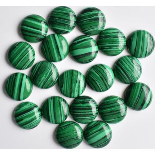 2020 Fashion hot selling good quality malachite stone round cabochon 20mm stone beads 20pcs/lot Wholesale free shipping