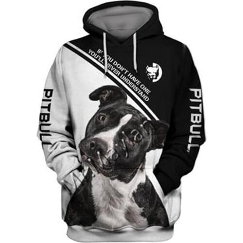 2021 Fashion Animal Pit Bull 3D Printed Hoodie Men Women Casual Pet Dog Designs Hooded Oversized Hooded Coat Drop Shipping WQ-55