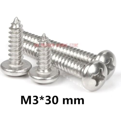 2019 Parafuso Tornillos Para Madera 50pcs/lot Gb818 M3x30 Mm M3*30 304 Stainless Steel Phillips Cross Recessed Pan Head Screw