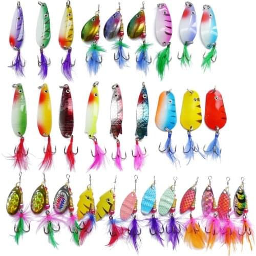 30 Spinner Fishing Lure Pike Salmon Bass T10