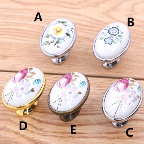 40mm elipso retro rural ceramic drawer shoe cabinet knob pull silver gold bronze dresser door handle porcelain furniture knobs