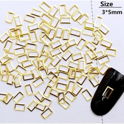 500Pcs/Lot 3*5 3*4mm Gold Silver Hollow Rectangle Rivet Studs Metal Alloy Nail Art Decorations Nail Sticker/Charms for Manicure