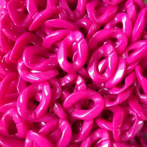 80pcs Solid Fuchsia Acrylic Curb Chain Links,Plastic Curb Chain Links, Open Link per Size 23mmx16mm