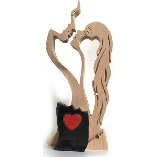 Abstract Carved Wooden Sculpture Wood Figurine Decoration Modern Statue