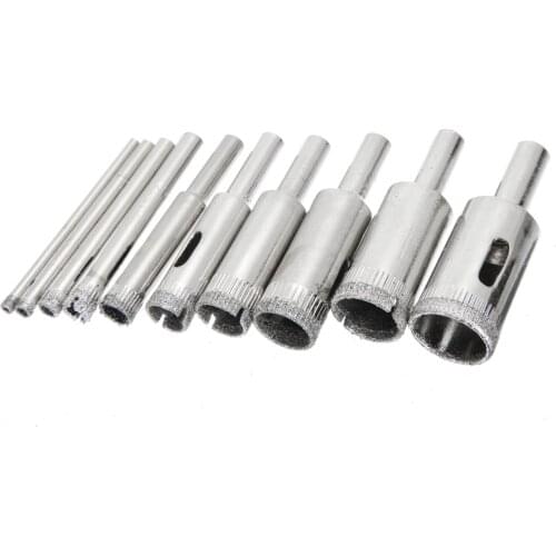 10pcs/set Diamond Core Hole Saw Drill Bit Tile Glass Opener Drilling Hole Drill 3/4/5/6/8/10/12/14/16/18mm Glass Cutter Tools