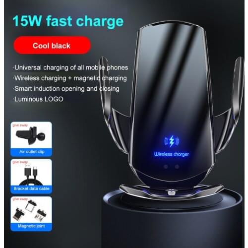 Automatic Clamping Wireless Car Charger Mount Infrared Sensor Fast Charging Holder For Air Vent Mount Car Phone Holder