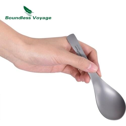 Boundless Voyage Titanium Soup Spoon with Big Bowl Reusable Lightweight Cutlery Outdoor Utensils Camping Durable Tableware