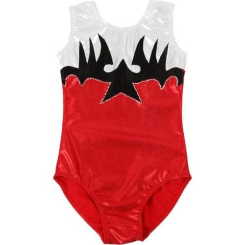 Girl Siamese Radium Diamond Bright Color Matching Pattern Sleeveless Bodysuit Ballet Gymnastics Dance Practice Clothes