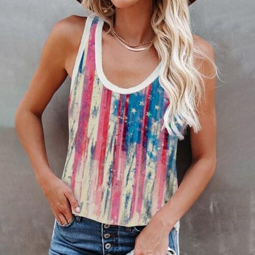 Independence Day Printing V-neck Summer Sexy Top Womens Tank Casual Gothic Streetwear Sleeveless Tees Personality Female Tanks