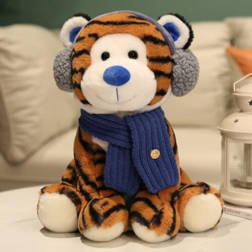 2 Styles Creative Colorful Animals Stuffed Toy Skin-friendly Accompany Function Cute Tiger Plush Toy for Girl