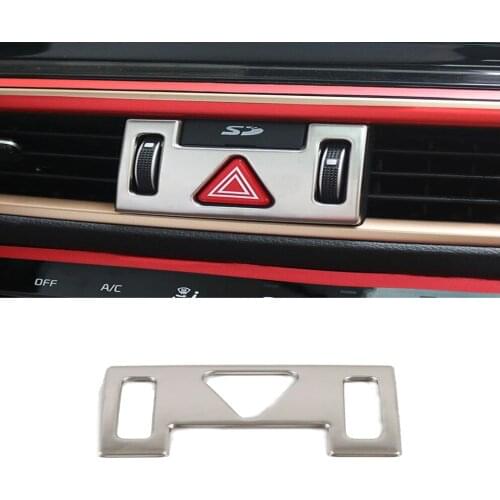 For Kia Cerato k3 2019 2020 Stainless Steel Center Air Conditioning AC Outlet Vent Warning Lamps Decoration Strip Cover Trim