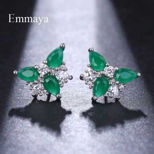 EMMAYA New Design Wedding Jewelry Luxury AAA Austrian Zircon Earrings Elegant Flower Stud Earrings For Women