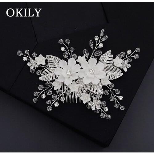 Gorgeous Wedding Crystal Flower Hair Combs Bridal Haircomb Accessories Jewelry Handmade Rhinestone Headpieces Ornament for Bride