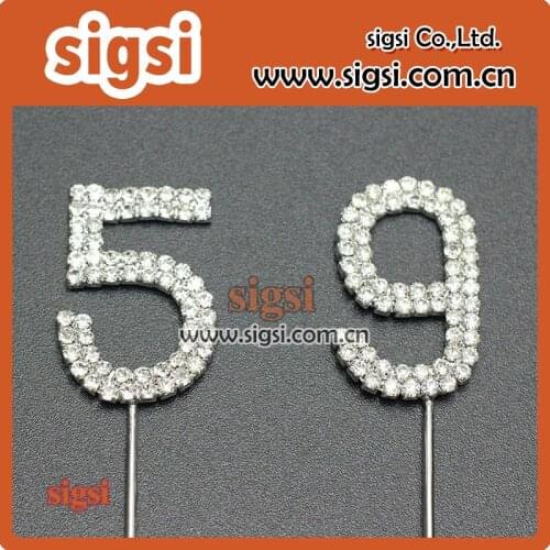 Pretty number crystal rhinestone cake topper for decoration