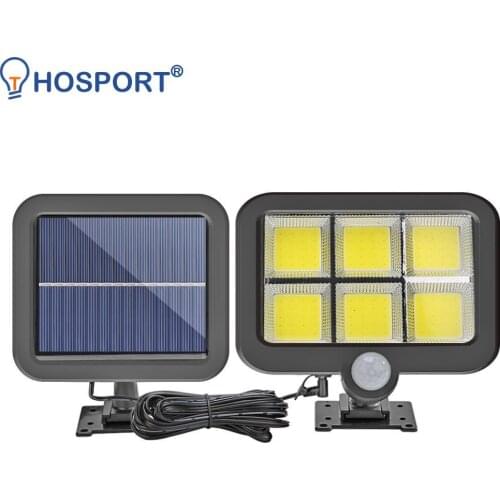 Human Body Induction Solar Lamps Black Plastic COB 120 LED Wall Light Waterproof Garden Street Lamp Outdoor Lighting