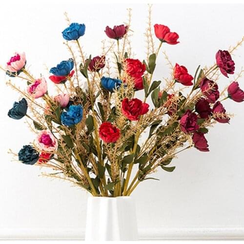 Artificial Flowers Rose Pink Silk Peony Bouquet 4 Big Head Cheap 30cm Fake Flowers for Home Wedding Decoration indoor