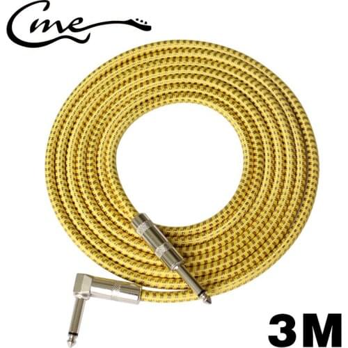 3 M/10 Feet Electric Guitar Cable Bass Musical Instrument Cable Braided 90% Shielded 6.35mm Straight To Angle