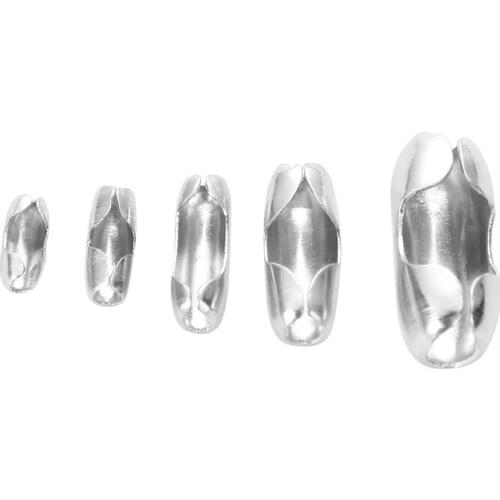 50pcs/Lot 1.5/2.0/2.4/3.5/5 mm Stainless Steel Ball Chain Connector Clasp End Beads Crimp For Jewelry Making DIY Finding Supplie