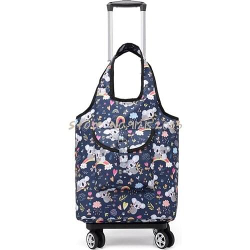 Shopping Cart, Grocery Cart, Four-wheeled Universal Wheel Lever, Foldable Trolley, Portable Trolley, Short-distance Travel Trail