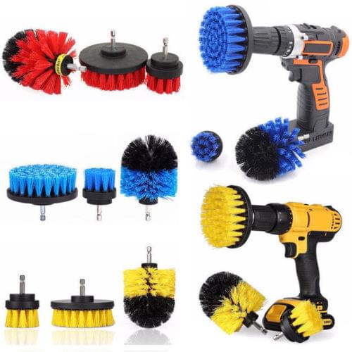 Power Scrubber Drill Brush Kit Cleaner Spin Tub Shower Tile Grout Wall 3 Brushes