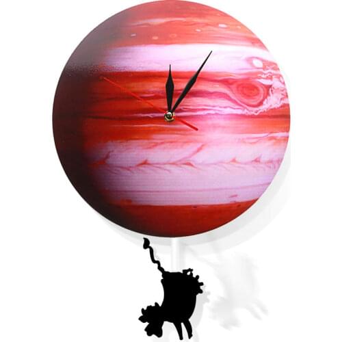Swinging on The Jupiter Planet Wall Clock Solar System Astronomy Decoration Wall Watch Space Pendulum Swinging Wall Clock