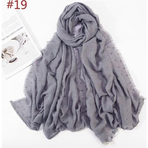 2019 New Cotton Plain Color Jacquard Print Fringe Scarves Shawl Trendy Long Muslim Wrap Hijab Muffler 21 Color Free Shipping