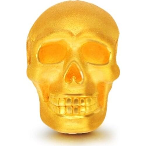 New Pure 999 24K Yellow Gold 3D Unique Skull Head Style Pendant 1.8g J.Lee