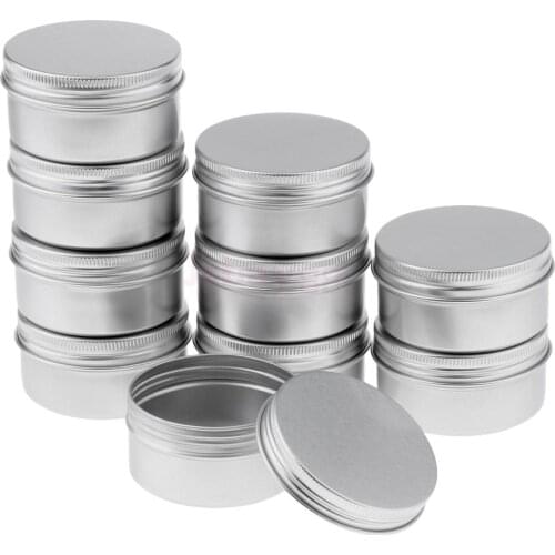 Bulk of 10 Pieces 80ml/ 80g Round Aluminum Cosmetics Cream Empty Lip Balm Powder Containers Jars Tin
