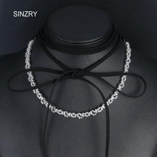 SINZRY elegant party jewelry accessory irregular cubic zircon necklace band long rope brilliant chokers necklaces state jewelry