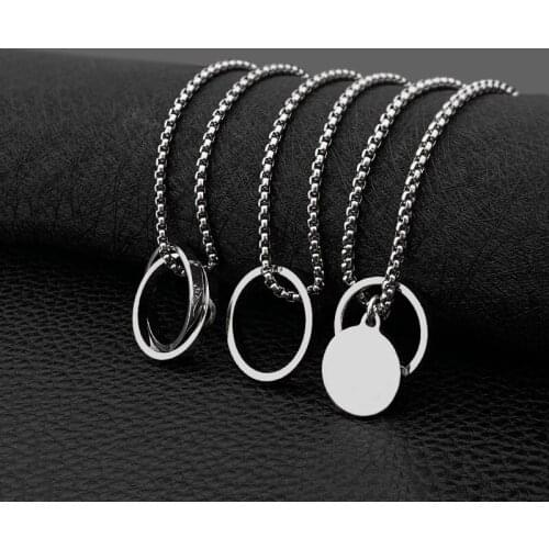 Necklace men and women couple hip hop simple wild round pendant necklace