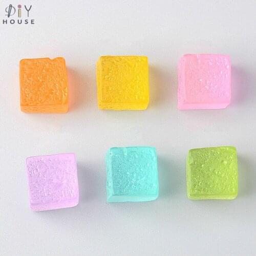10/20/30Pcs Simulation Square Candy Flatback Planar Resin Color DIY Craft Supplies Hair Accessories Phone Shell Decor Material