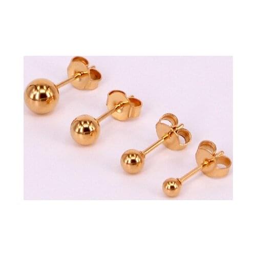 Simple Fashion Size Steel Ball Titanium Steel Earrings Women Earrings Wild Steel Ball Gold Earrings Wholesale
