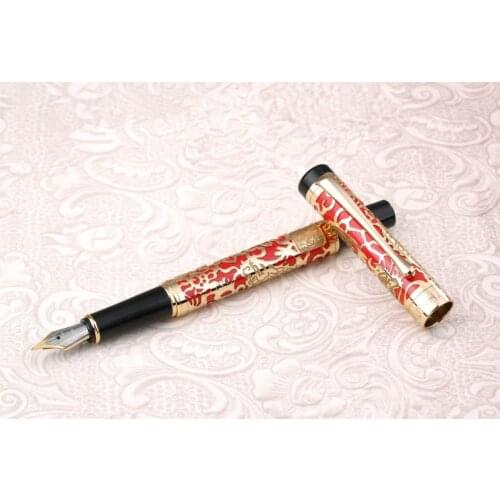 JINHAO 5000 Red Senior gifts Century Dragon Relievo Fountain Pen Dragons Spirit New office Business school writing pen