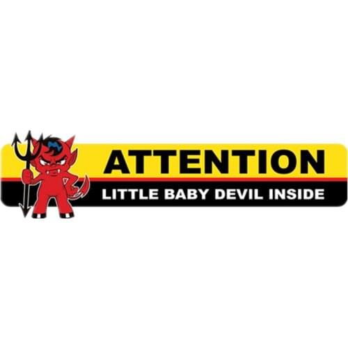 S40865# Self-adhesive Decal Little Baby Devil Inside Warning Car Sticker Waterproof Auto Decors on Bumper Rear Window