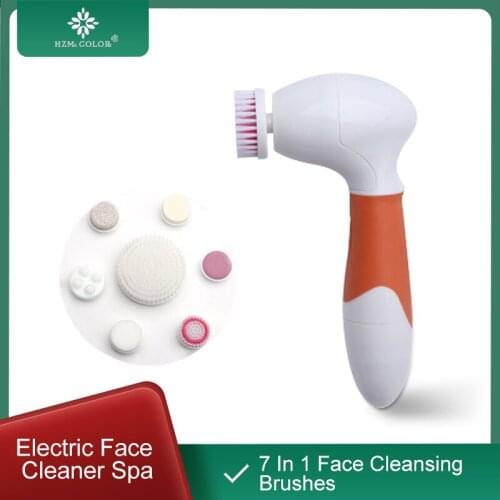 HZM COLOR 7 In 1 Face Cleansing Brushes Electric Face Cleaner Spa Skin Care Beauty Tools Pore Cleaner Massager Facial Cleanser