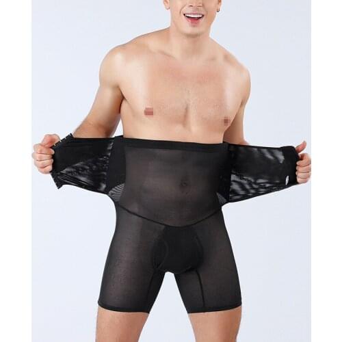 Men Shapewear Shorts High Waist Stomach Abdomen Slimming Panties Fat Drawing Fitness Girdle Breathable Body Shaper Pants