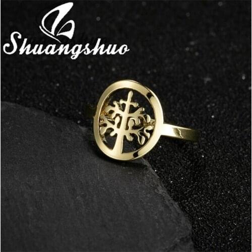 Shuangshuo Vintage Design Stainless Steel Life of Tree Finger Rings for Women Men Viking Amulet High Quality Jewelry Gift 2021