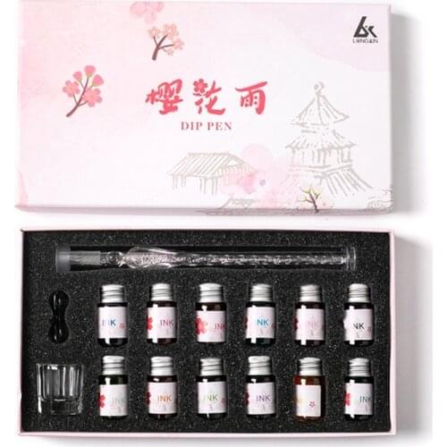 Crystal Starry Sky Glass Ink Pen Glass Dip Pen For Writing Fountain Pen Set