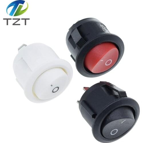 TZT 20MM ON-OFF Round Rocker Toggle Switch 6A/250VAC 10A 125VAC Plastic Push Button Switch KCD1-105 Red Black White