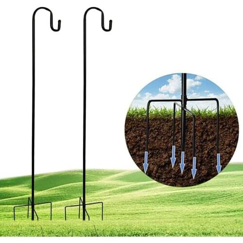 Stable Outdoor Hook Heavy Duty Iron Lawn Stake er for Bird Feeder Plant Black