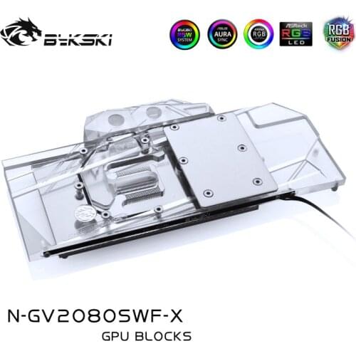 Bykski Water Block use for GIGABYTE RTX2080 WINDFORCE OC 8G / RTX2070 GAMING OC 8G / Copper Block/3PIN 5V A-RGB / 4PIN 12V RGB