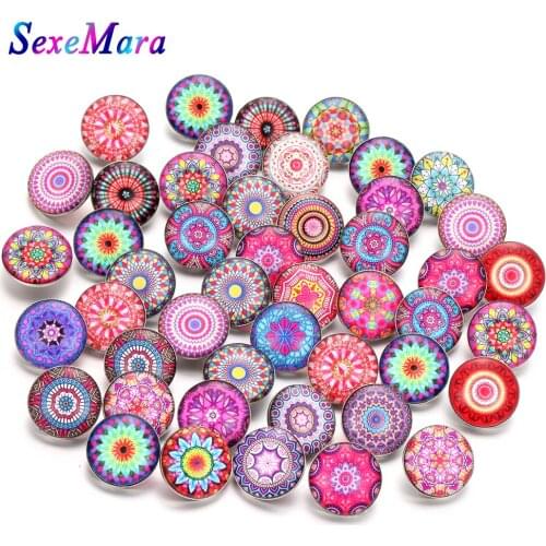 10pcs/lot Mixed Colors Multicolor flower 18mm Glass Snap Button Jewelry Faceted Glass Snap Fit Snap Bracelet Snaps jewelry