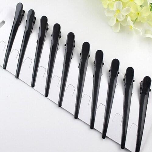10Pcs Metal Single Prong DIY Hairstyle Alligator Hair Clip Large Barrettes Black 10pcs