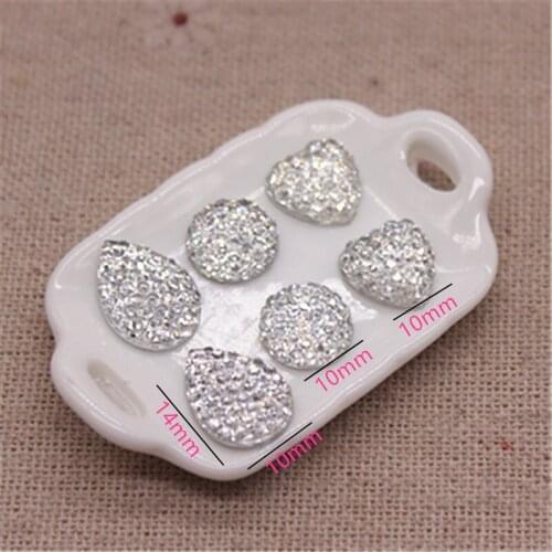 100pcs 10mm Resin Bling Clear Rhinestone Round/Heart/Drop Flatback Cabochon Stone DIY Scrapbooking Phone/Wedding