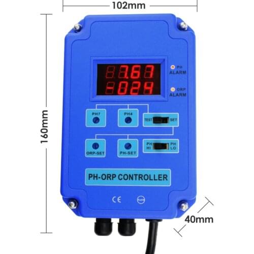 2 in 1 Digital pH & ORP Redox Controller with Separate Relays Electrode Probe Water Quality Monitor Tester